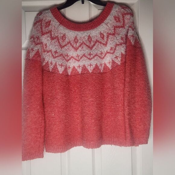Sonoma Sweaters - Sonoma  L Crewneck Winter Pattern Coral Pullover Knit LngSlve Women’s Sweater